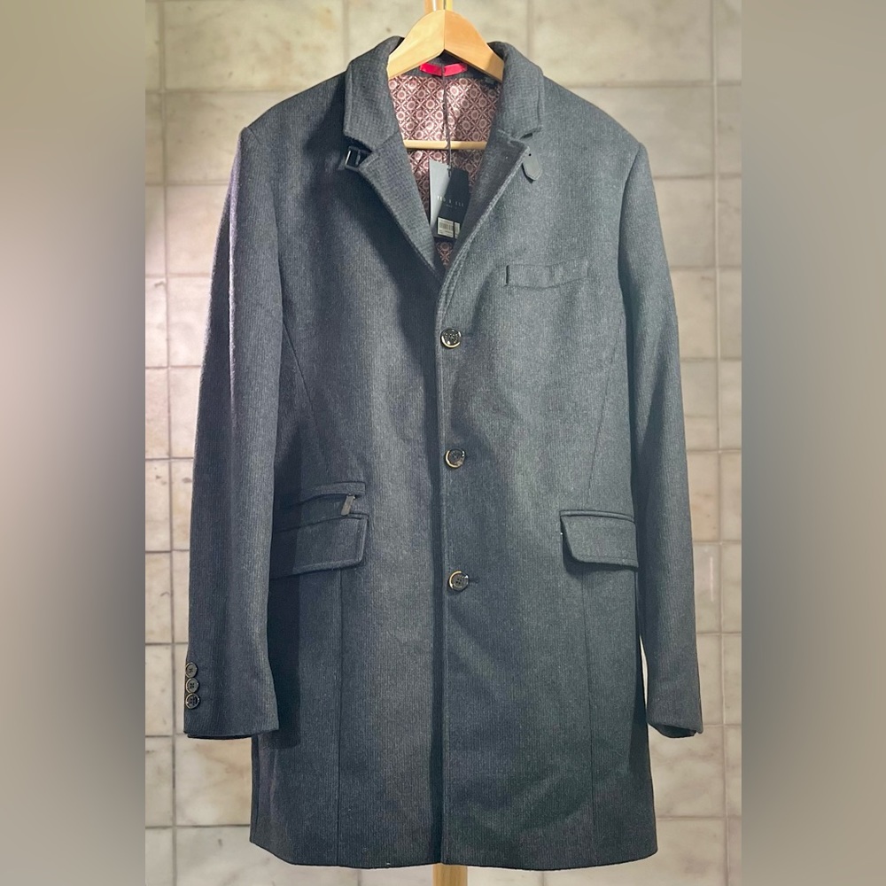 NWT Tall Men’s Ted Baker London Designer Wool 3 Quarter Length Coat Size 2XL
